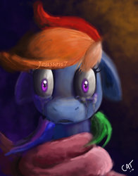 Size: 1024x1303 | Tagged: safe, artist:jonsson7, rainbow dash, pegasus, pony, g4, crying, female, mare, solo