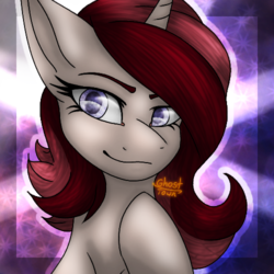 Size: 500x500 | Tagged: safe, artist:ghosttown1195, oc, oc only, oc:berry blitz, pony, unicorn, bust, female, mare, portrait, solo