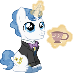 Size: 2954x3000 | Tagged: safe, artist:cloudy glow, fancypants, pony, unicorn, g4, clothes, colt, colt fancy pants, high res, male, simple background, sitting, smiling, solo, transparent background, younger