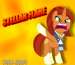 Size: 2064x1792 | Tagged: safe, artist:cyber-murph, stellar flare, pony, unicorn, g4, the parent map, female, jewelry, necklace, signature, solo