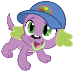 Size: 4330x4105 | Tagged: safe, artist:dragonm97hd, edit, editor:slayerbvc, vector edit, spike, spike the regular dog, dog, equestria girls, g4, my little pony equestria girls: friendship games, absurd resolution, accessory-less edit, cute, hat, looking at you, male, missing accessory, paws, simple background, solo, spikabetes, transparent background, vector