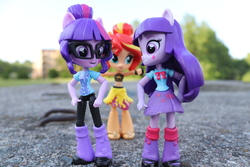 Size: 6000x4000 | Tagged: safe, artist:artofmagicpoland, sci-twi, sunset shimmer, twilight sparkle, alicorn, equestria girls, g4, my little pony equestria girls: better together, clothes, doll, equestria girls minis, female, implied lesbian, implied scitwishimmer, implied shipping, irl, looking at each other, photo, swimsuit, this will not end well, toy, twilight sparkle (alicorn)