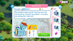 Size: 1334x750 | Tagged: safe, gameloft, rainbow dash, pegasus, pony, g4, cute, eyes closed, female, game screencap, group quest, happy, mare, rainbow crash, smiling, solo, synesthesia