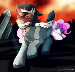 Size: 1280x1232 | Tagged: safe, artist:tai_lung, king sombra, pinkie pie, g4, duo