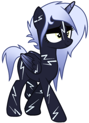 Size: 920x1266 | Tagged: safe, artist:cindystarlight, oc, oc only, oc:black lightning bolt, alicorn, pony, alicorn oc, female, mare, simple background, solo, transparent background