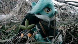 Size: 1024x576 | Tagged: safe, artist:sugarfreetargets, lyra heartstrings, pony, unicorn, g4, brushable, clothes, cosplay, costume, hat, irl, link, photo, solo, the legend of zelda, toy