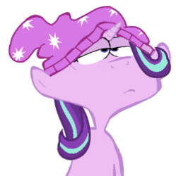 Size: 290x291 | Tagged: safe, starlight glimmer, pony, unicorn, g4, beanie, bust, clothes, crossover, double d, ed edd n eddy, equestria girls outfit, female, hat, mare, simple background, solo, transparent background