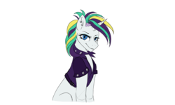 Size: 1024x614 | Tagged: safe, artist:albinnada, rarity, pony, unicorn, g4, alternate hairstyle, clothes, ear piercing, earring, female, jacket, jewelry, looking at you, mare, piercing, punk, raripunk, simple background, sitting, solo, transparent background