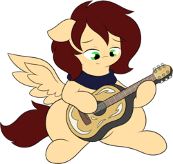Size: 1037x989 | Tagged: safe, artist:php66, oc, oc:candlelight, pegasus, pony, clothes, guitar, male, scarf, simple background, solo, stallion, transparent background
