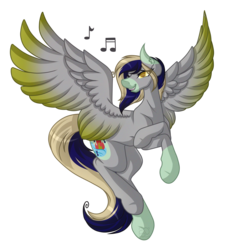Size: 4529x4921 | Tagged: safe, artist:amazing-artsong, oc, oc only, oc:flame flood, pegasus, pony, absurd resolution, commission, male, music notes, simple background, solo, transparent background
