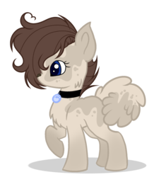 Size: 1024x1174 | Tagged: safe, artist:mintoria, oc, oc only, dog pony, pony, collar, female, raised hoof, simple background, solo, transparent background