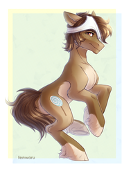 Size: 1024x1352 | Tagged: safe, artist:fenwaru, oc, oc only, pony, cutie mark, male, panties on head, simple background, solo, stallion