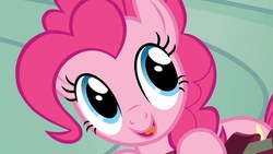 Size: 1920x1080 | Tagged: safe, screencap, pinkie pie, earth pony, pony, g4, newbie dash, cute, diapinkes, female, mare, open mouth, solo