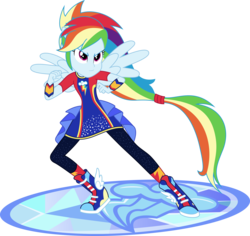 Size: 2427x2287 | Tagged: safe, artist:phucknuckl, part of a set, rainbow dash, equestria girls, equestria girls series, forgotten friendship, g4, boots, clothes, female, high res, pants, ponied up, simple background, solo, transparent background, vector