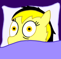 Size: 1400x1350 | Tagged: safe, artist:anonymous, oc, oc:leslie fair, pony, /mlpol/, bags under eyes, bed, face, fear, female, insomnia, looking, pillow