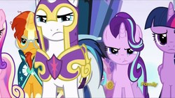 Size: 1280x720 | Tagged: safe, screencap, princess cadance, shining armor, starlight glimmer, sunburst, twilight sparkle, alicorn, pony, unicorn, g4, the times they are a changeling, a changeling can change, angry, female, implied spike, implied thorax, male, mare, stallion, twilight sparkle (alicorn)