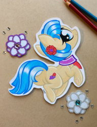 Size: 2823x3701 | Tagged: safe, artist:emberslament, artist:kellythedrawinguni, coco pommel, earth pony, pony, g4, butt, cocobetes, collaboration, colored pencil drawing, cute, cutout, female, high res, mare, photo, plot, solo, traditional art