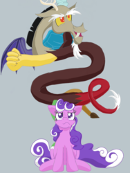 Size: 768x1024 | Tagged: safe, artist:sixes&sevens, derpibooru exclusive, discord, screwball, g4, annoyed, simple background