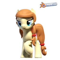 Size: 1920x1920 | Tagged: safe, artist:shreddy117, derpibooru exclusive, oc, oc only, oc:cream heart, pony, 3d, blender, blender cycles, female, lidded eyes, mare, raised hoof, simple background, smiling, solo, transparent background