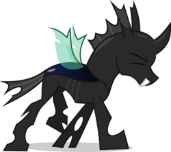Size: 1430x1276 | Tagged: safe, artist:frownfactory, oc, oc only, oc:trophus, changeling, .svg available, changeling oc, eyes closed, simple background, solo, svg, transparent background, vector