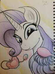Size: 1024x1377 | Tagged: safe, artist:zzwoop, rarity, pony, g4, brush, female, solo, traditional art