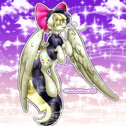 Size: 1024x1024 | Tagged: safe, artist:duskykitten94, songbird serenade, pegasus, pony, g4, my little pony: the movie, bow, female, hair bow, mare, music notes, singing, solo