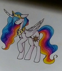 Size: 536x612 | Tagged: safe, artist:vinceentpl, princess celestia, pony, g4, female, solo, traditional art