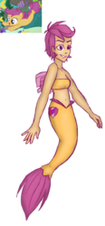 Size: 1920x4129 | Tagged: safe, artist:snowytime, scootaloo, mermaid, seapony (g4), g4, my little pony: friendship is magic, surf and/or turf, female, mermaidized, seaponified, seapony scootaloo, simple background, solo, species swap, transparent background