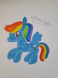 Size: 774x1032 | Tagged: safe, artist:rainbowheartpony, rainbow dash, pony, g4, female, solo, traditional art