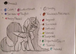 Size: 2304x1652 | Tagged: safe, artist:lillucy6, oc, oc only, oc:lucy, alicorn, pony, alicorn oc, dead inside, emotions, freckles, long mane, long tail, traditional art