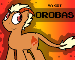 Size: 1000x800 | Tagged: safe, artist:pokefound, oc, oc only, oc:orobas, dracony, hybrid, pony, banned from equestria daily, abstract background, horns, looking back, male, smiling, stallion, text, ya got