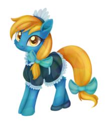 Size: 895x1062 | Tagged: safe, artist:dusthiel, oc, oc only, oc:crescent flower, crystal pony, pony, clothes, female, maid, mare, simple background, solo, transparent background