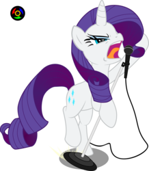 Size: 3036x3486 | Tagged: safe, artist:kyoshyu, rarity, pony, unicorn, g4, angry, bipedal, cutie mark, female, full body, high res, microphone, simple background, singing, standing, standing on one leg, transparent background, vector