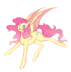 Size: 1342x1345 | Tagged: safe, artist:lemonpanda214, fluttershy, pegasus, pony, g4, alternate hairstyle, female, mare, simple background, smiling, solo, swapped cutie marks, transparent background