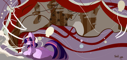 Size: 2600x1225 | Tagged: safe, artist:tohupo, twilight sparkle, alicorn, pony, g4, abstract background, female, lying down, mare, prone, solo, twilight sparkle (alicorn)