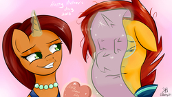 Size: 3840x2160 | Tagged: safe, artist:dashy21, stellar flare, sunburst, pony, unicorn, g4, the parent map, female, high res, list, male, mother and son, mother's day, that pony sure does love plans
