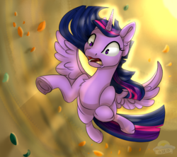 Size: 900x800 | Tagged: safe, artist:laurasscetches, twilight sparkle, alicorn, pony, g4, my little pony: the movie, explicit source, falling, female, flying, mare, open mouth, scene interpretation, solo, spread wings, twilight sparkle (alicorn), underhoof, wide eyes, wings