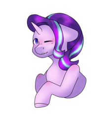 Size: 1800x2000 | Tagged: safe, artist:starcakesoc, starlight glimmer, pony, unicorn, g4, female, one eye closed, simple background, solo, transparent background