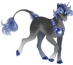 Size: 1263x1120 | Tagged: safe, artist:bijutsuyoukai, oc, oc only, pony, unicorn, leonine tail, male, offspring, parent:nightmare moon, parent:shining armor, parents:shining moon, peytral, realistic horse legs, simple background, solo, stallion, transparent background