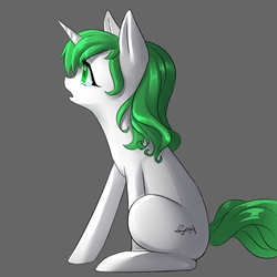 Size: 2000x2000 | Tagged: safe, artist:di-dash, oc, oc only, oc:morning mint, pony, unicorn, crying, cutie mark, female, high res, mare, simple background, sitting, solo, ych result