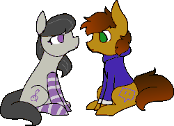 Size: 787x574 | Tagged: safe, artist:nootaz, octavia melody, oc, oc:twitchyylive, earth pony, pony, g4, animated, boop, clothes, commission, duo, female, male, mutual booping, simple background, socks, striped socks, sweatshirt, transparent background