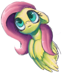 Size: 800x940 | Tagged: safe, artist:rinsole, fluttershy, pegasus, pony, g4, bust, female, floppy ears, front view, full face view, looking away, looking up, mare, portrait, simple background, solo, white background, wings