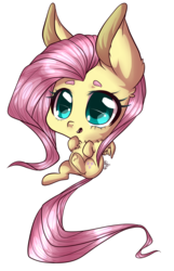 Size: 3219x5000 | Tagged: safe, artist:siena1923, fluttershy, pegasus, pony, g4, chest fluff, chibi, female, mare, open mouth, simple background, solo, spread wings, transparent background, wings
