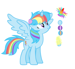 Size: 1608x1480 | Tagged: dead source, safe, artist:rainbows-skies, oc, oc only, oc:colour sparkling, alicorn, pony, alicorn oc, female, magic, magical lesbian spawn, mare, offspring, parent:rainbow dash, parent:twilight sparkle, parents:twidash, rainbow hair, reference sheet, simple background, solo, telekinesis, transparent background