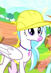 Size: 500x712 | Tagged: safe, screencap, ocellus, silverstream, hippogriff, g4, non-compete clause, clothes, cropped, cute, diastreamies, female, hard hat, hat, helmet, solo focus