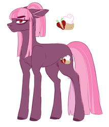 Size: 2184x2554 | Tagged: safe, artist:anyatrix, oc, oc only, oc:shortcake, earth pony, pony, female, high res, mare, offspring, parent:cheese sandwich, parent:pinkie pie, parents:cheesepie, simple background, solo, white background