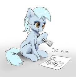 Size: 2007x2045 | Tagged: safe, artist:xbi, oc, oc only, earth pony, pony, 30 minute art challenge, drawing, female, high res, mare, sitting, solo