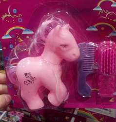 Size: 486x511 | Tagged: safe, pony, bald, bootleg, brushable, cursed image, irl, nightmare fuel, not salmon, photo, solo, toy, unamused, wat