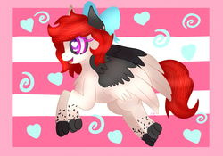 Size: 5000x3500 | Tagged: safe, artist:sweethearts11, oc, oc only, oc:annie, pegasus, pony, bow, hair bow, heart eyes, paws, solo, wingding eyes