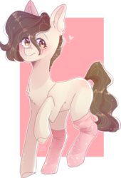 Size: 1509x2216 | Tagged: safe, artist:erinartista, oc, oc only, oc:paozin, earth pony, pony, clothes, female, mare, raised hoof, simple background, socks, solo, transparent background